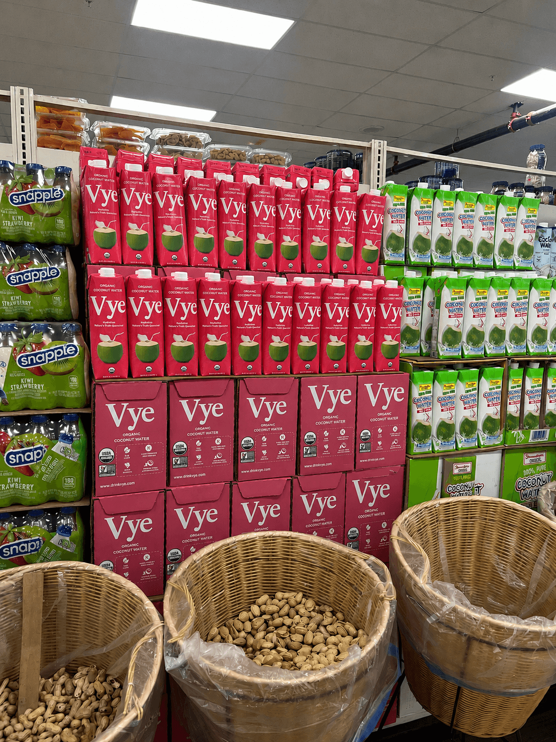 Vye coconut water retail shelf display